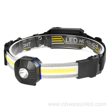 2023 New Compact TYPE-C Rechargeable Dual Flood Light Source XPG+COB Strip Super Bright Wide Beam Silicone Led Headlamp Band